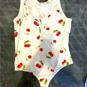 See brand stretchy cotton cherries, bodysuits size large, patriotic